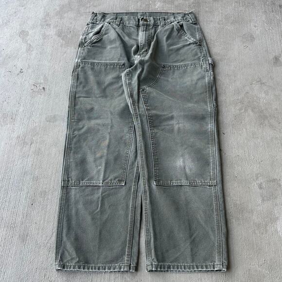 Vintage Y2K Carhartt MOS green double knee work wear carpenter pants - Picture 1 of 7